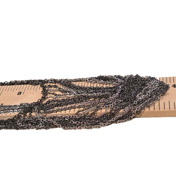 Chico's Statement Necklace Multi Strand Chain Bib Mixed Metal Silver Gunmetal - Picture 11 of 11